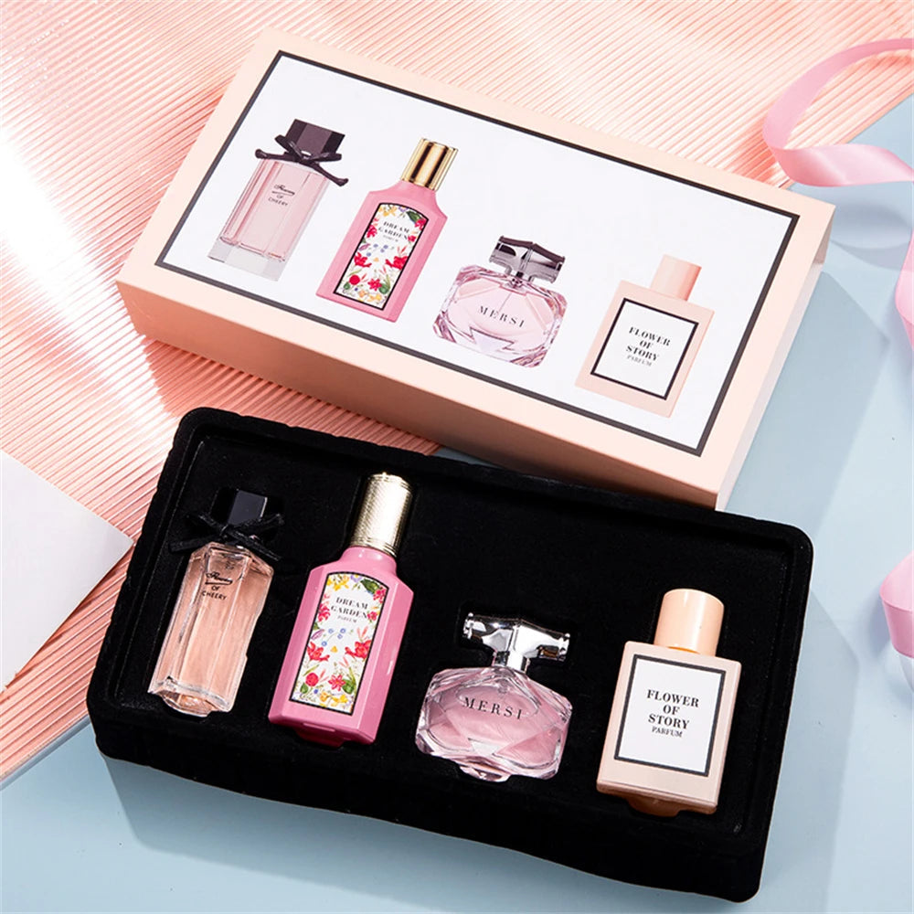 Brand Perfume Women Gift Box Four Piece Set Plant Floral Scent Pheromone Lasting Fragrance Exudes Feminine Charm