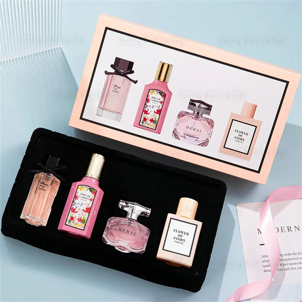 Floral Scent Gift Box 110ml Four Piece Set Women Perfume Lasting Fragrance Floral Scent Pheromone Eau De Parfum Men Cologne