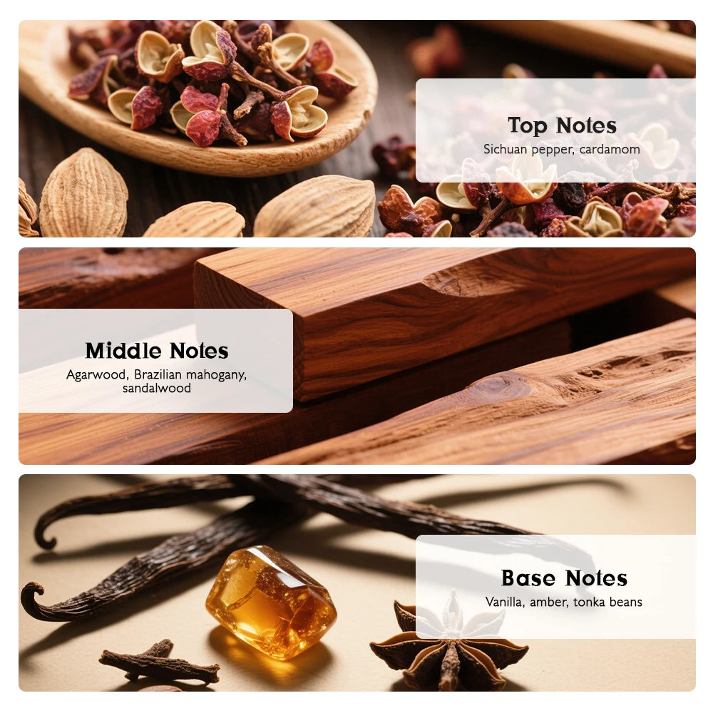 TROVEZ  Oud Wood 100ml Perfume Rich Wood Tone Perfume for Men Women Long-lasting Scent Unisex Fragrance Body Spray Romantic Gift